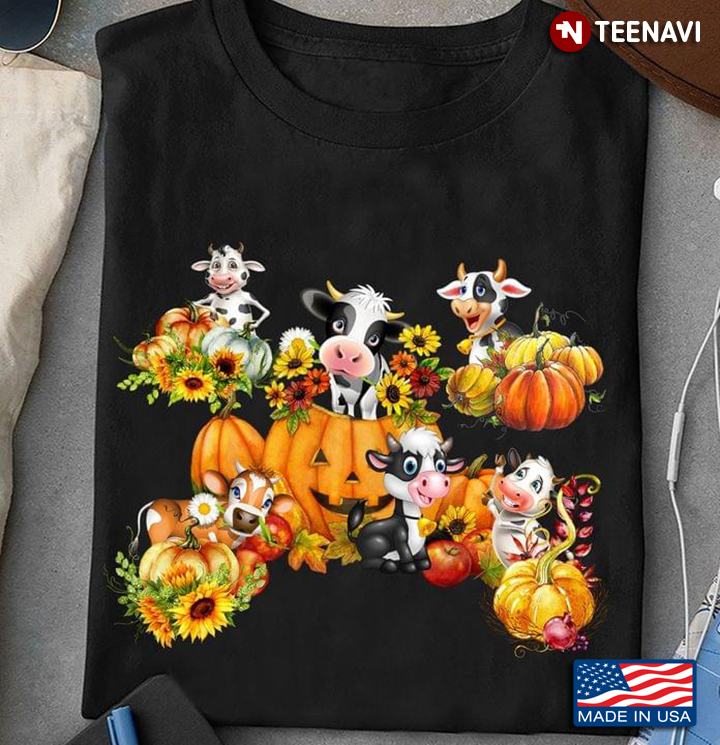Dairy Cow With Pumpkin Halloween