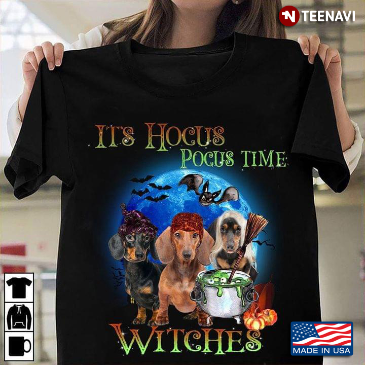 Dachshund Witches It's Hocus Pocus Time Witches Halloween