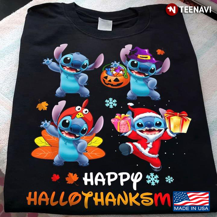 Stitch Happy Hallothanksmas Halloween Thanksgiving Christmas T-Shirt