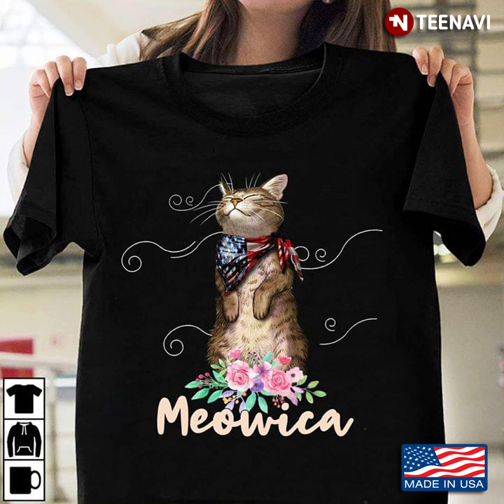 Cat With American Flag Meowica