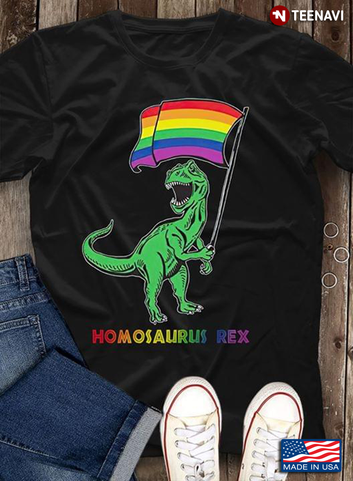 T-Rex Waving LGBT Flag Homosaurus Rex
