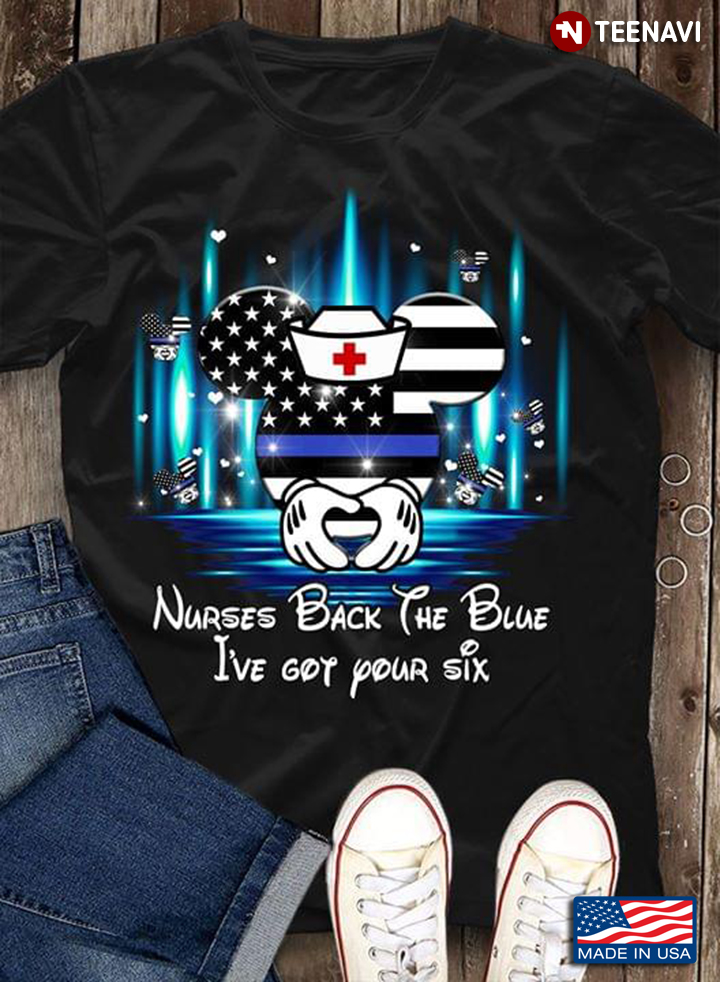 Mickey Mouse Nurse Back The Blue I've Got Your Six Flag