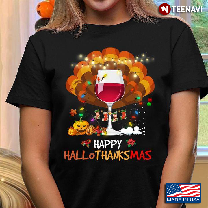 Wine Turkey With Light Happy Hallothanksmas Halloween Thanksgiving Christmas