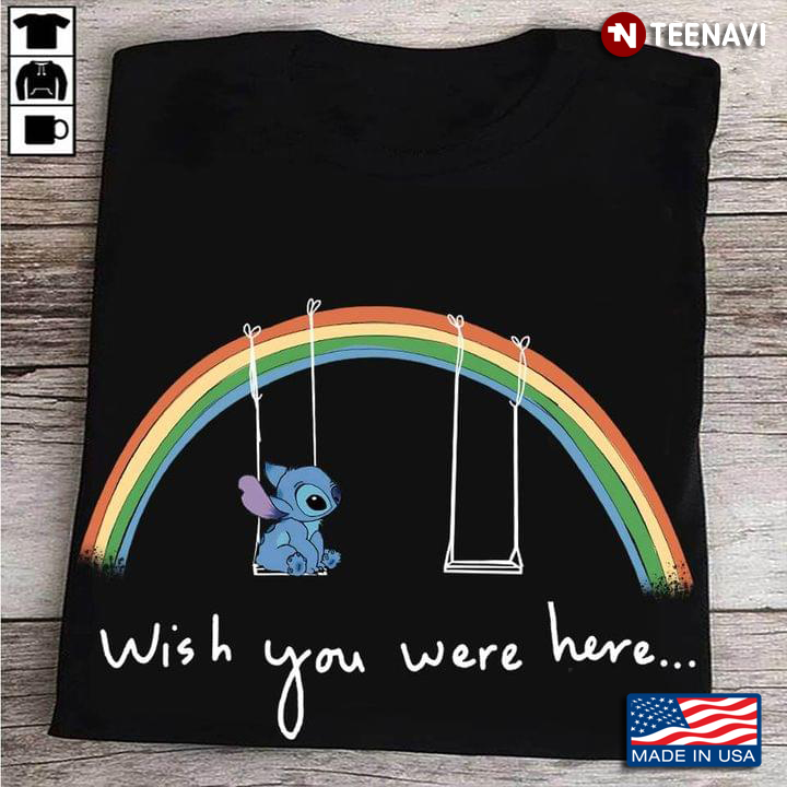 Disney Stitch On Swing Rainbow Wish You Were Born LGBT