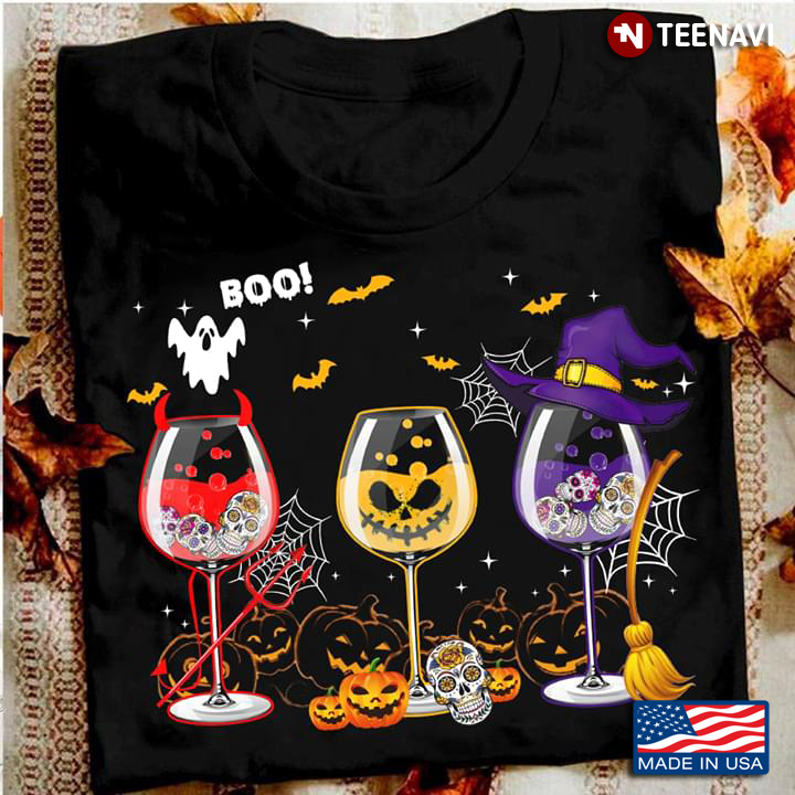 Wine Witch Pumkin Boo Halloween