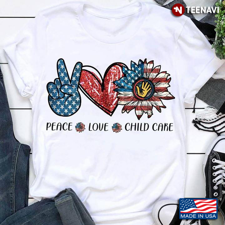 Peace Love Childcare American Fag Sunflower
