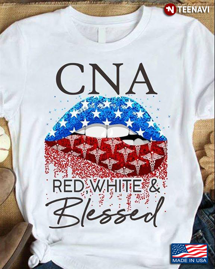 Lips Bite CNA Red White And Blessed