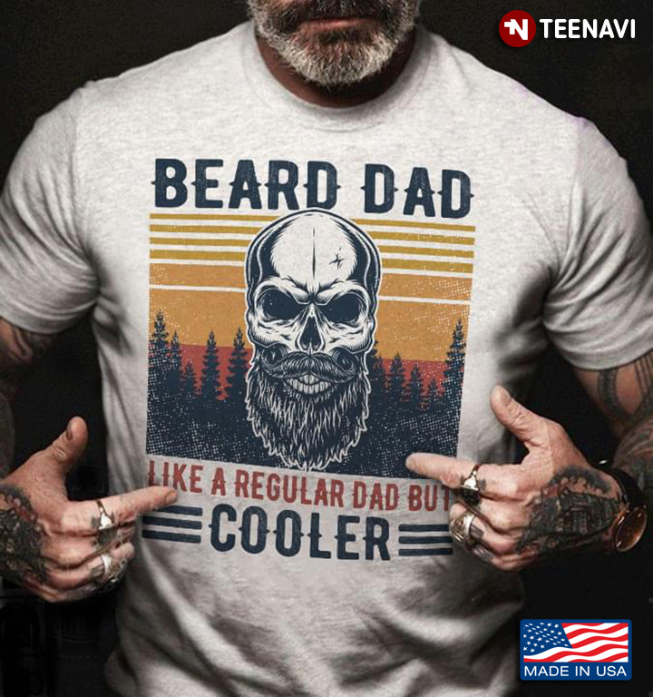 Skull Beard Dad Like A Regular Dad But Cooler Vintage