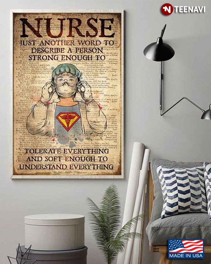 Vintage Dictionary Theme Nurse Just Another Word To Describe A Person Strong Enough To Tolerate Everything