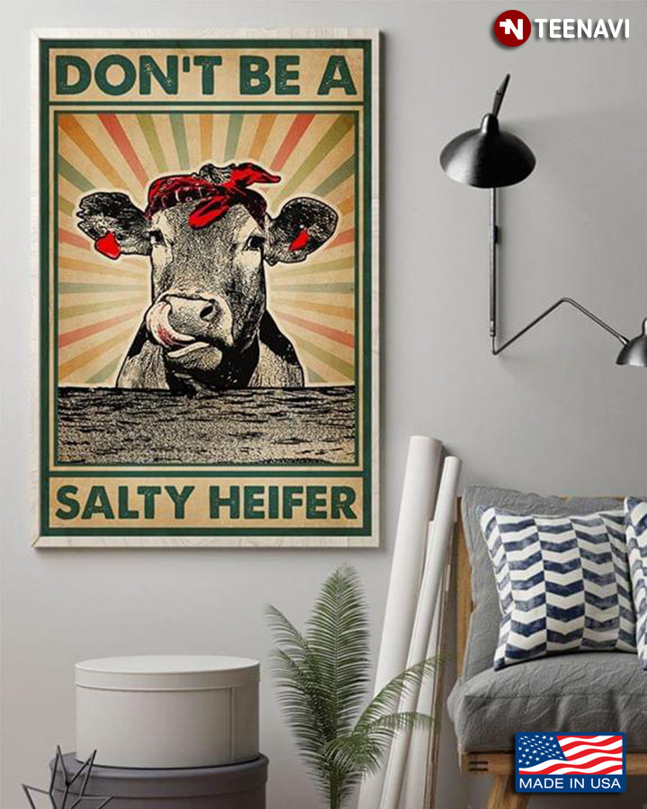Vintage Female Cow With Red Ribbon Don't Be A Salty Heifer