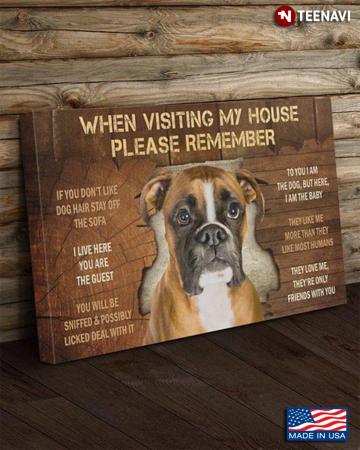 Vintage Boxer When Visiting My House Please Remember If You Don’t Like Dog Hair