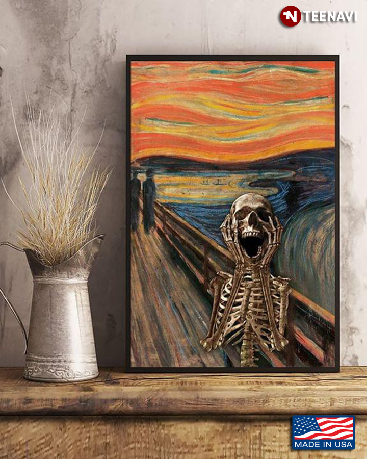 The Scream By Edvard Munch Parody With Screaming Skeleton