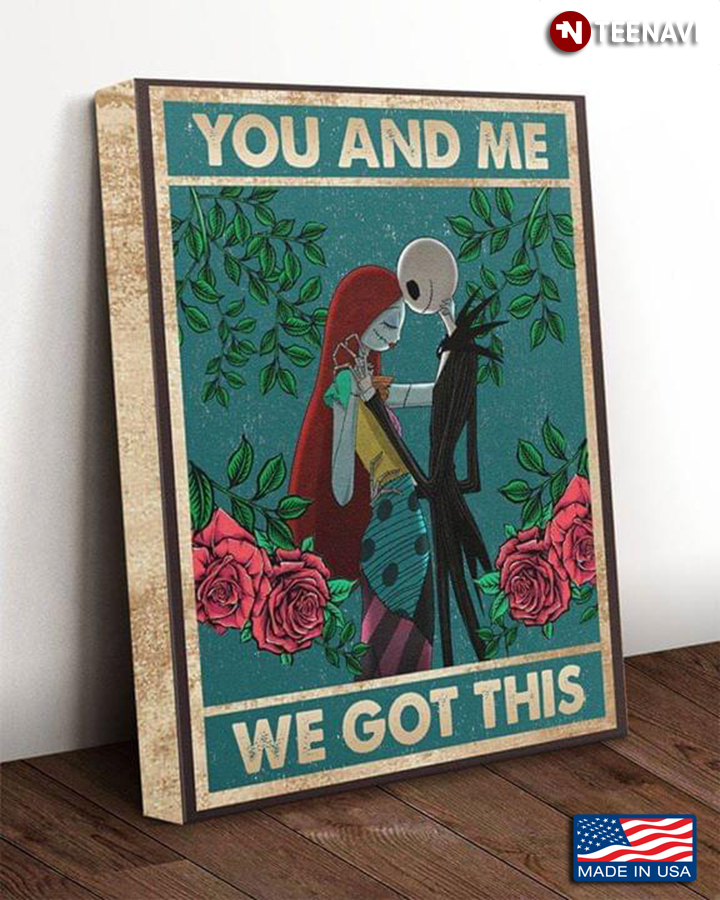 Vintage The Nightmare Before Christmas Jack Skellington & Sally In Flower Garden You And Me We Got This