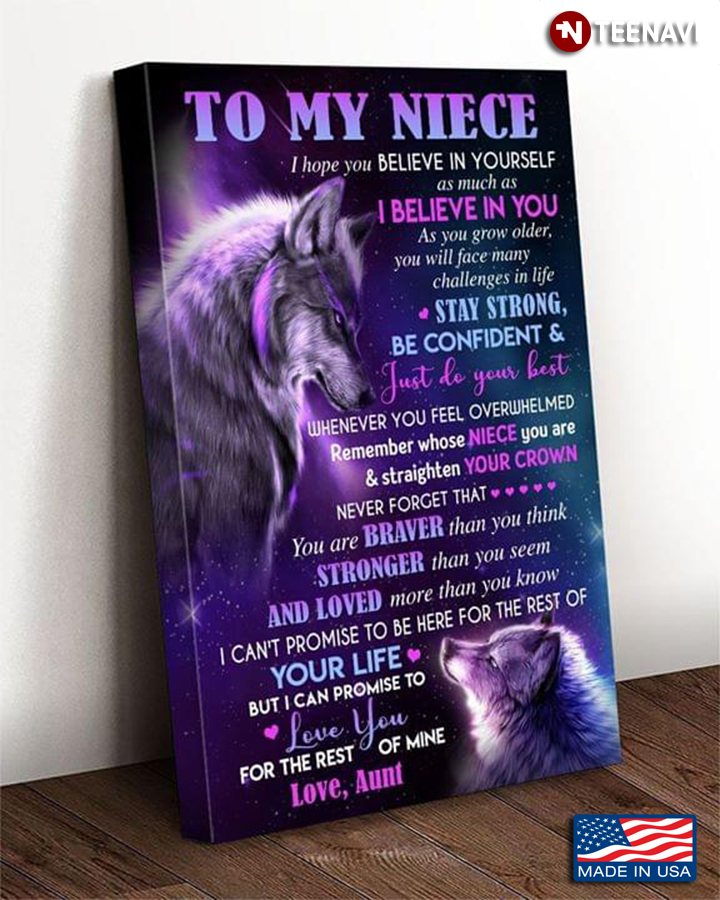 Purple Theme Wolf To My Niece I Hope You Believe In Yourself As Much As I Believe In You