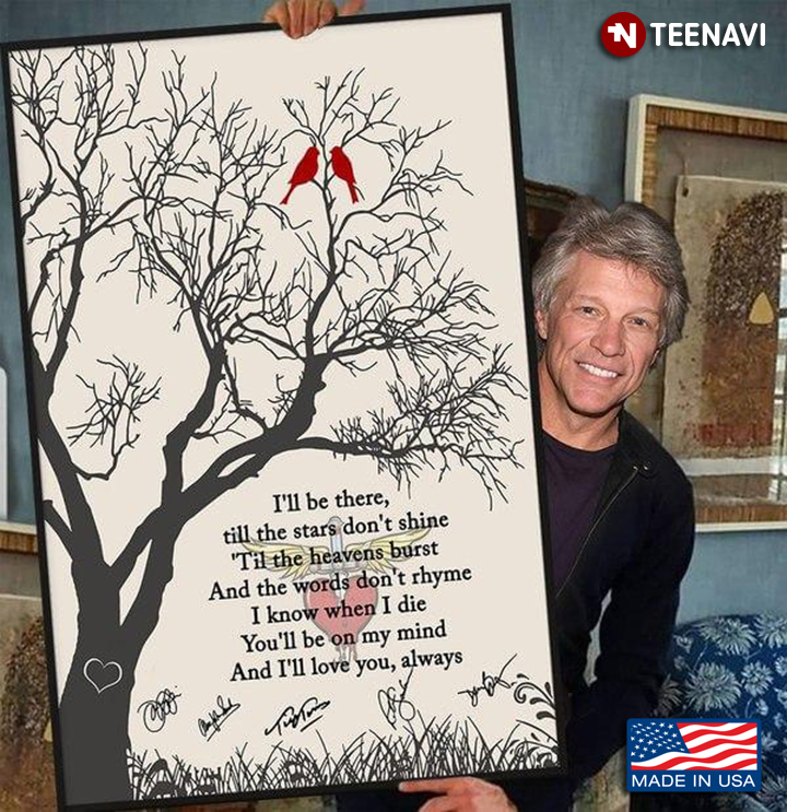 Vintage Red Birds On Tree Always Lyrics With Bon Jovi Signatures