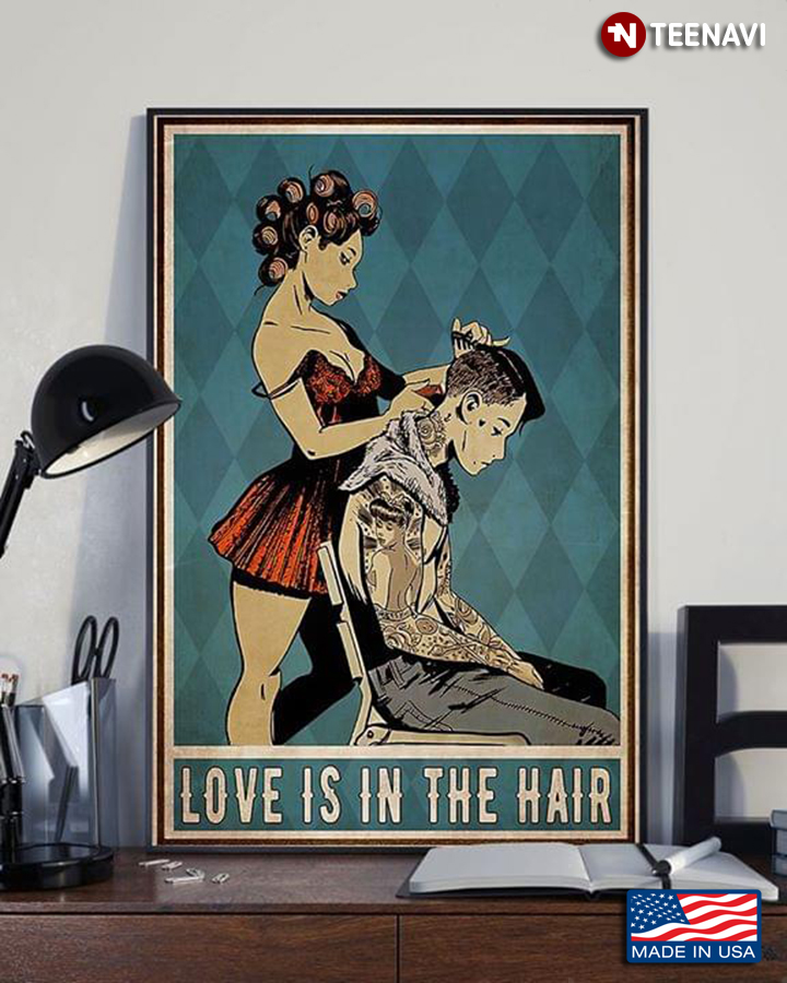 Vintage Sexy Female Hairdresser Love Is In The Hair