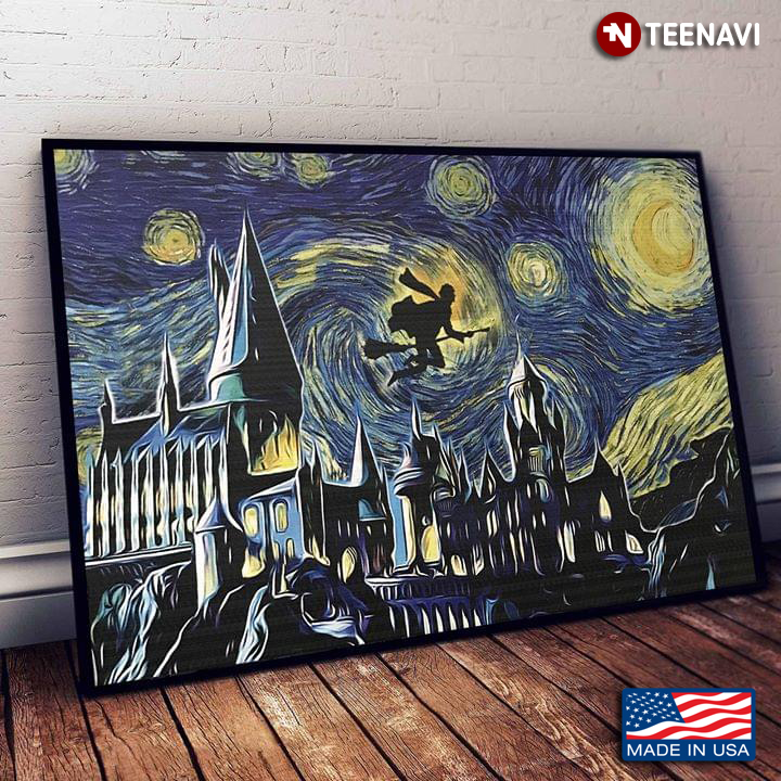 Harry Potter Flying Broomstick In The Starry Night Vincent Van Gogh