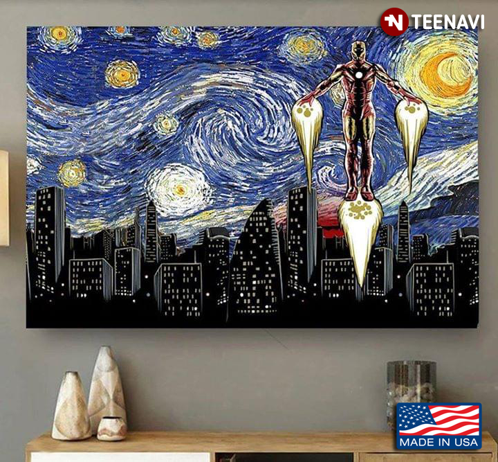Marvel Avengers Iron Man In The Starry Night Vincent Van Gogh