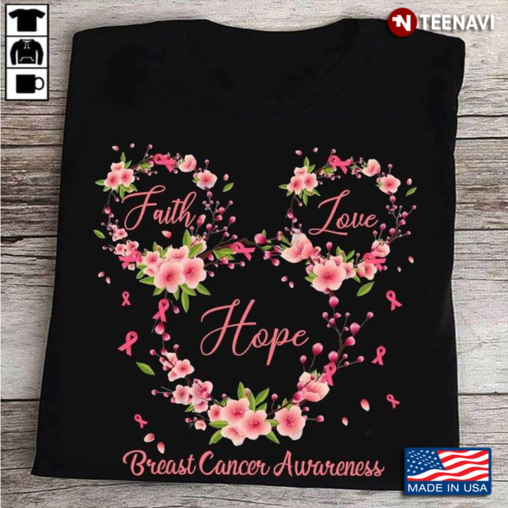Disney's Mickey Mouse Faith Love Hope Breast Cancer Awareness