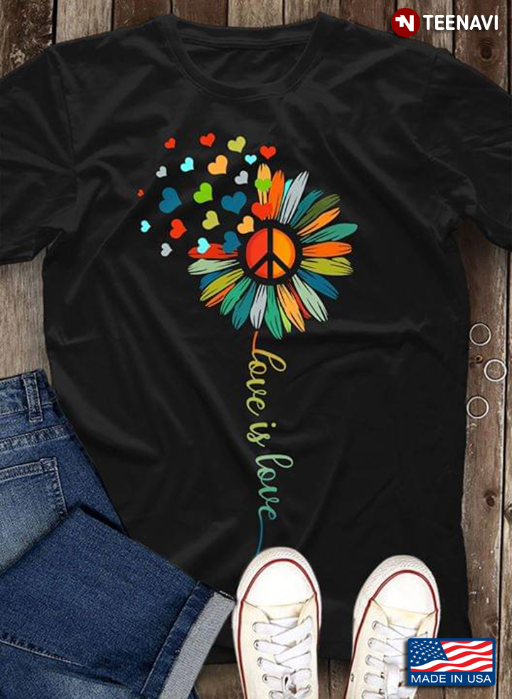 Sunflower Heart Colorful Hippie Peace Love Is Love