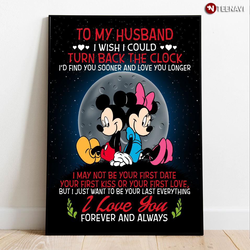 Vintage Disney Mickey And Minnie I Love You Forever & Always To My Husband I Wish I Could Turn Back The Clock