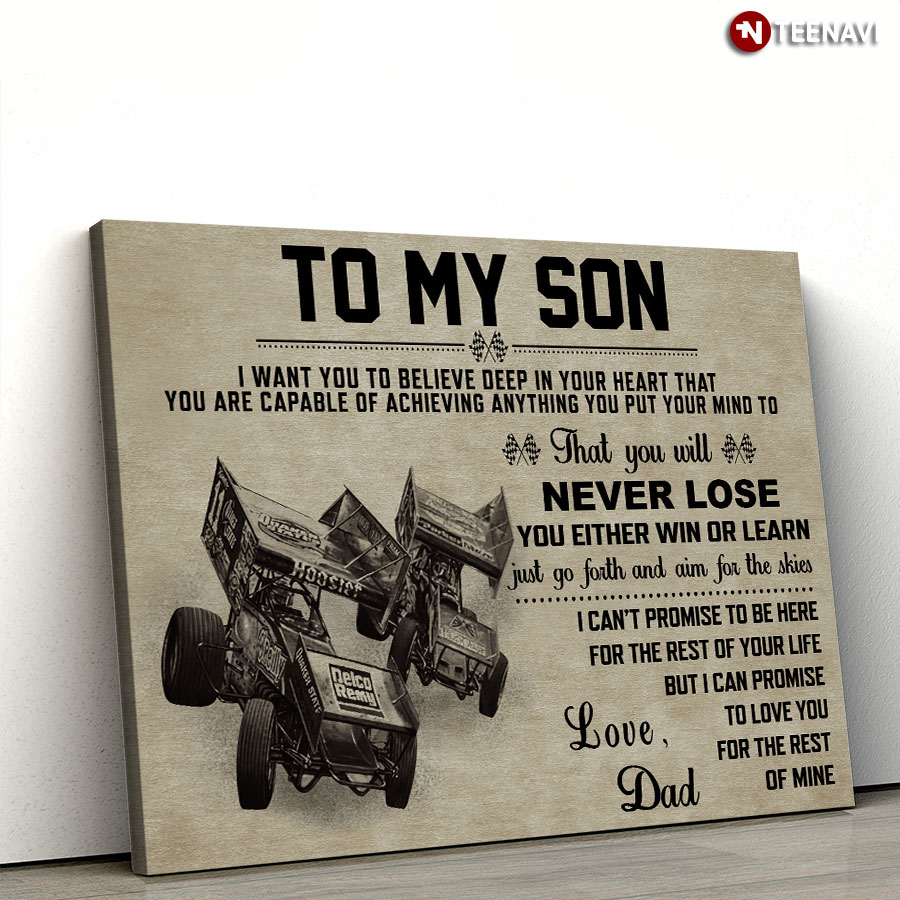 Vintage Sprint Car Racing Dad & Son To My Son I Want You To Believe Deep In Your Heart
