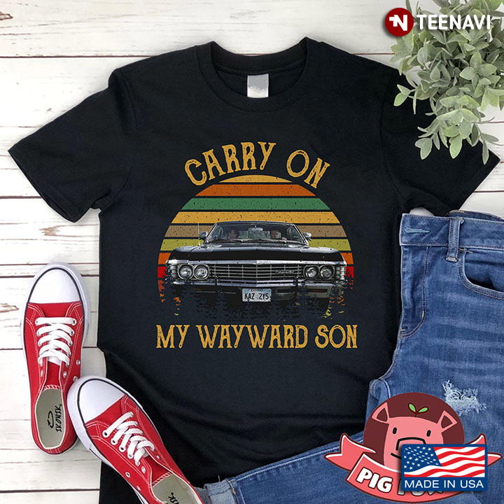 Carry On My Wayward Son Supernatural Impala  Vintage New Design