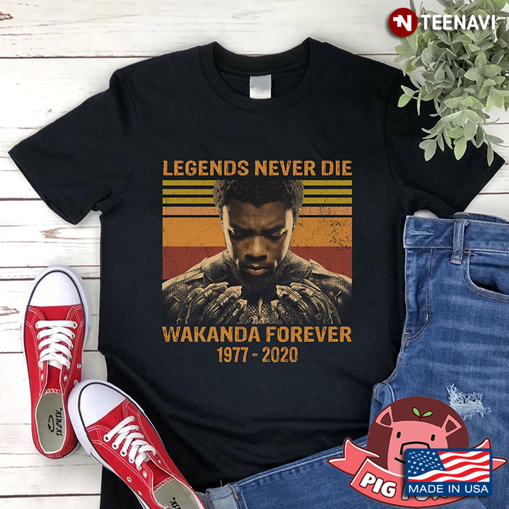Chadwick Boseman Legends Never Die Wakanda Forever 1977-2020 Vintage