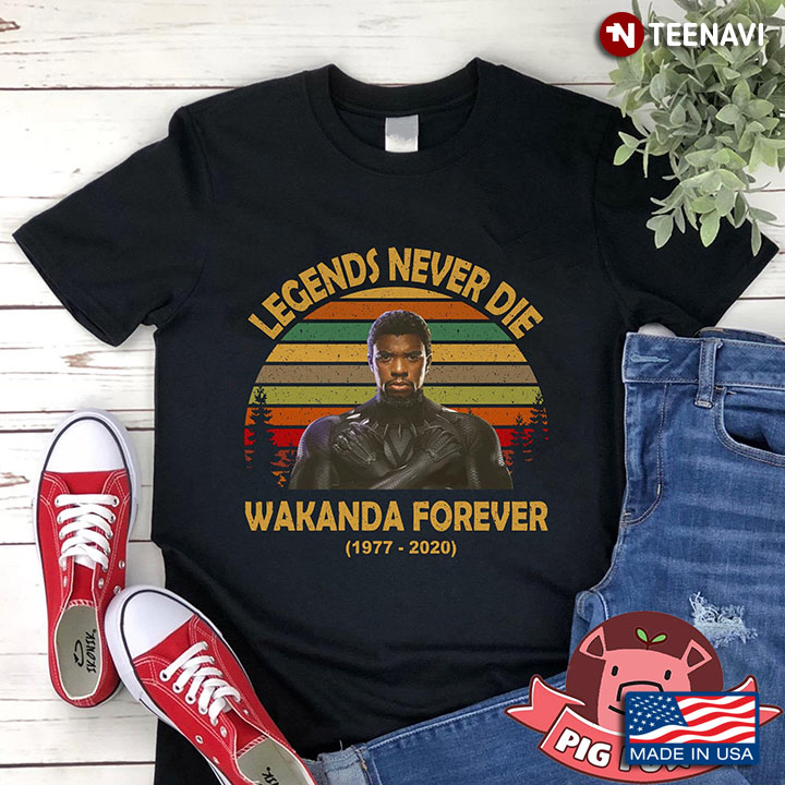 Black Panther, Chadwick Boseman, Legends Never Die, Wakanda Forever (1977-2020) New Design