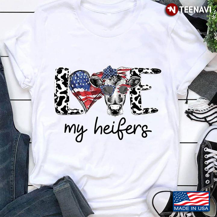 Love My Heifers American Flag Cow