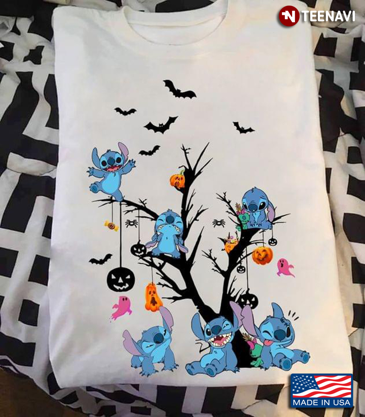 Stitch On Halloween Tree T-Shirt