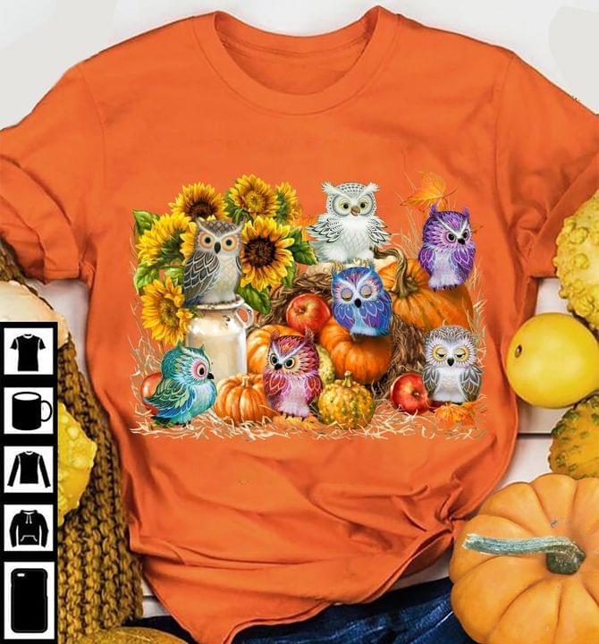 Owl With Pumpkin Sunflower Thanksgiving