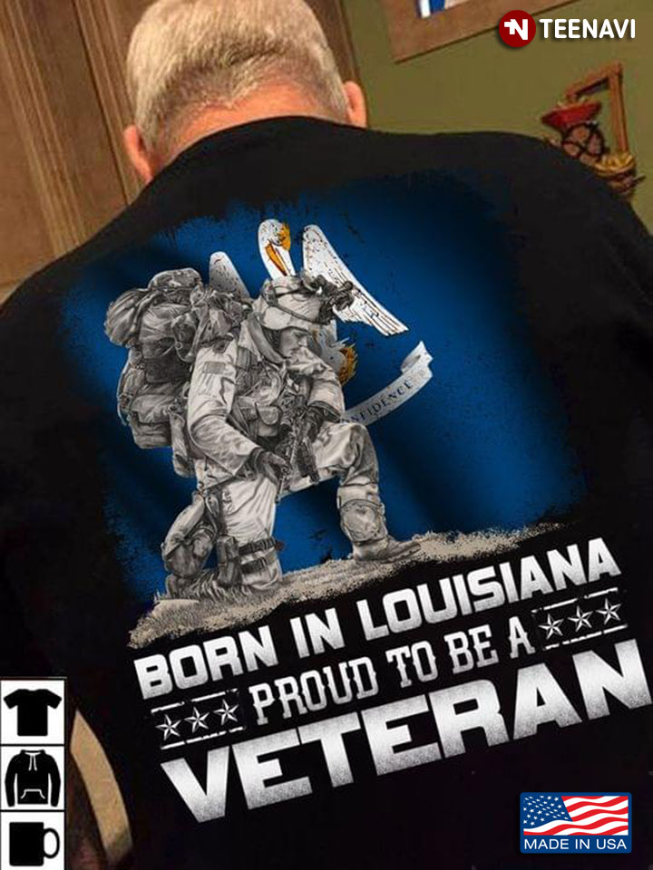 Born In Louisiana Proud To Be A Veteran Flag