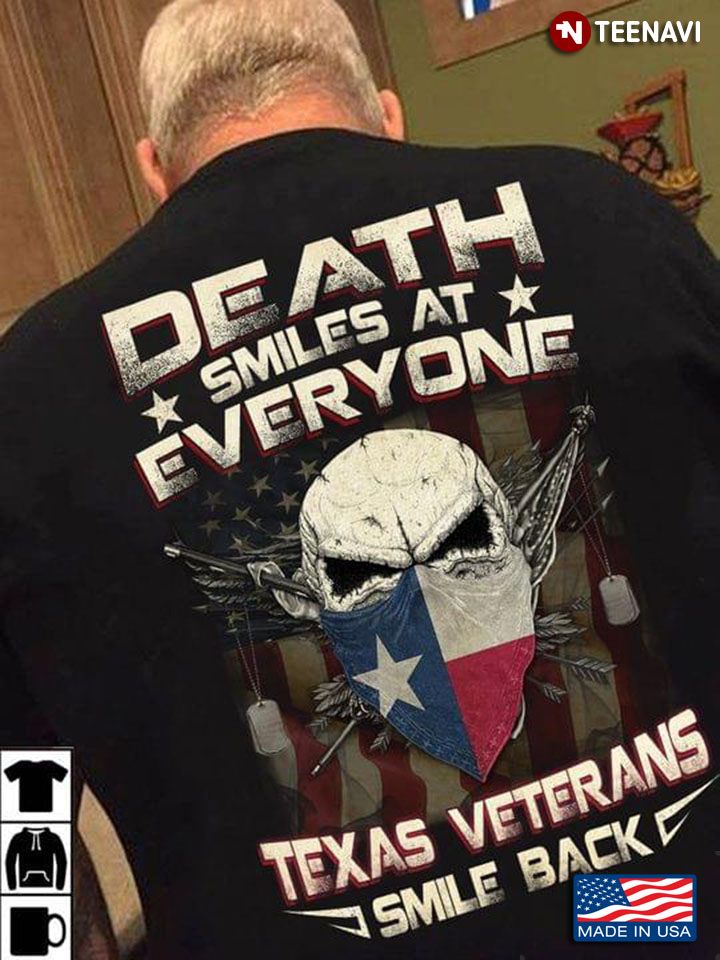 Death Smiles At Everyone Texas Veterans Smile Back Skull Flag Face Mask
