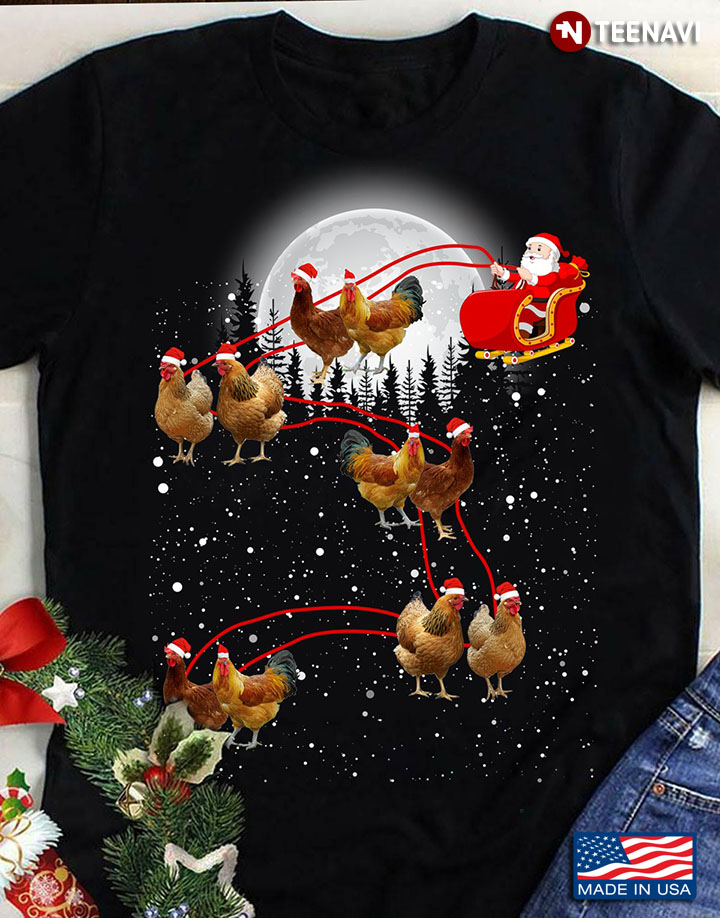 Santa Claus Riding Chicken Open Sleigh Christmas