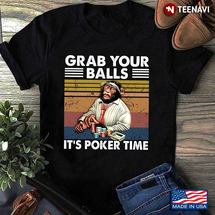 Monkey Grab Your Balls It's Poker Time Vintage