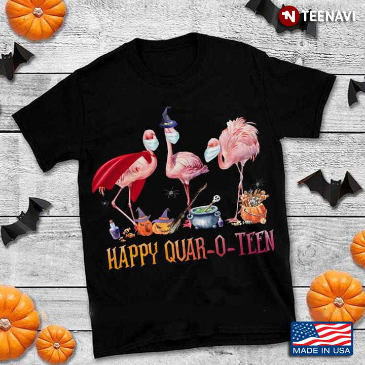 Flamingo Wearing Mask Quarantine Happy Quar-O-Teen Halloween