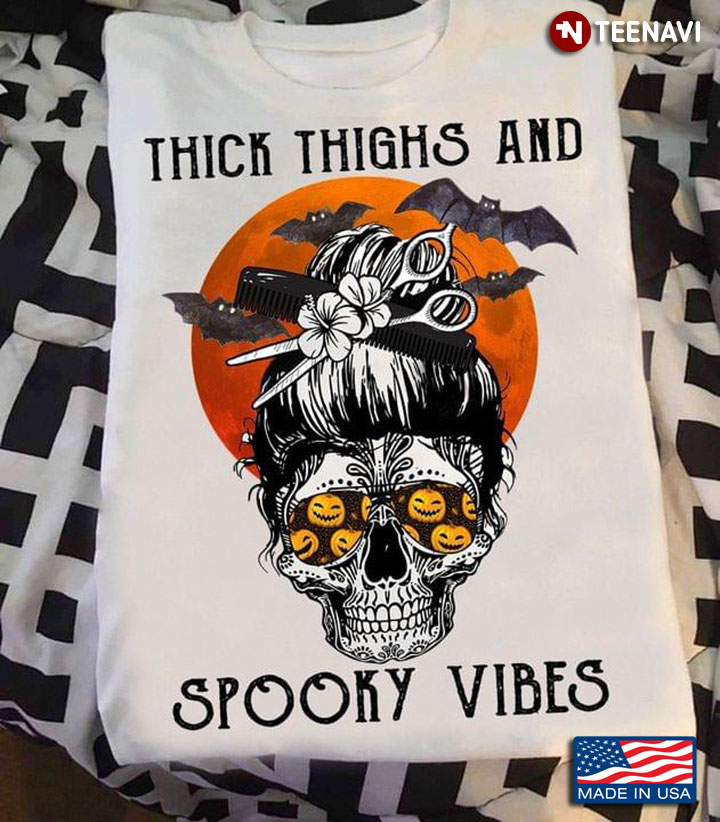 Skull Thick Thighs And Spooky Vibes Halloween