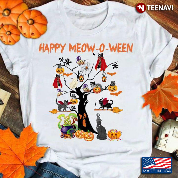 Happy Meow-O-Ween Cats With Pumpkin Halloween