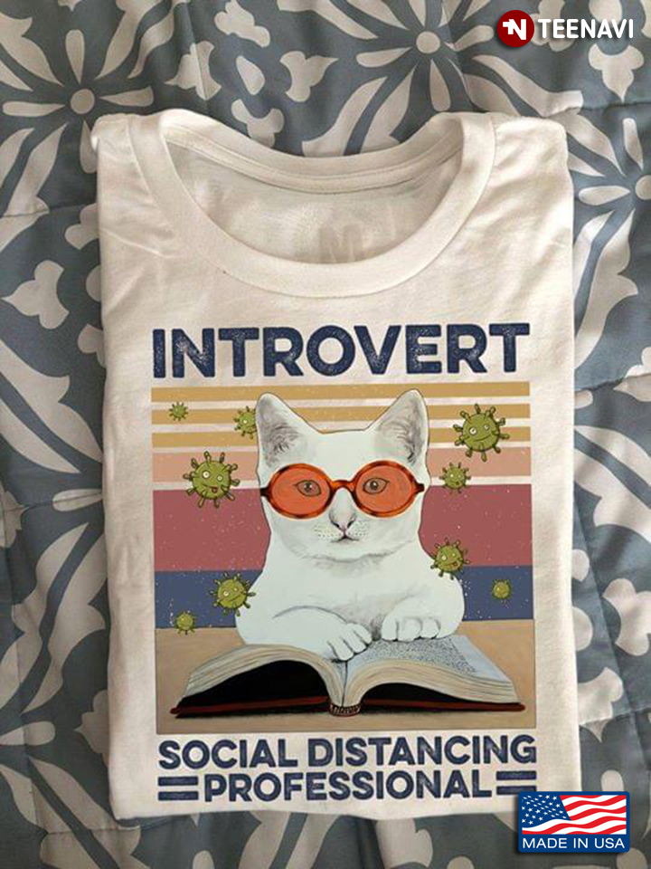 White Cat Reading Book Introvert Social Distancing Professional Coronavirus Pandemic