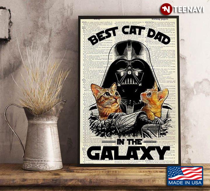 Vintage Dictionary Theme Star Wars Darth Vader & Cute Kittens Best Cat Dad In The Galaxy