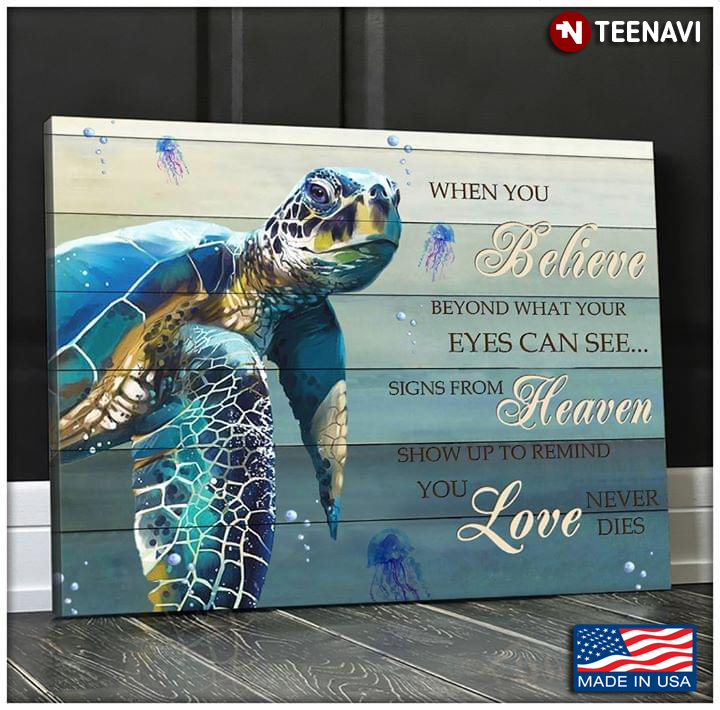 Vintage Sea Turtle When You Believe Beyond What Your Eyes Can See