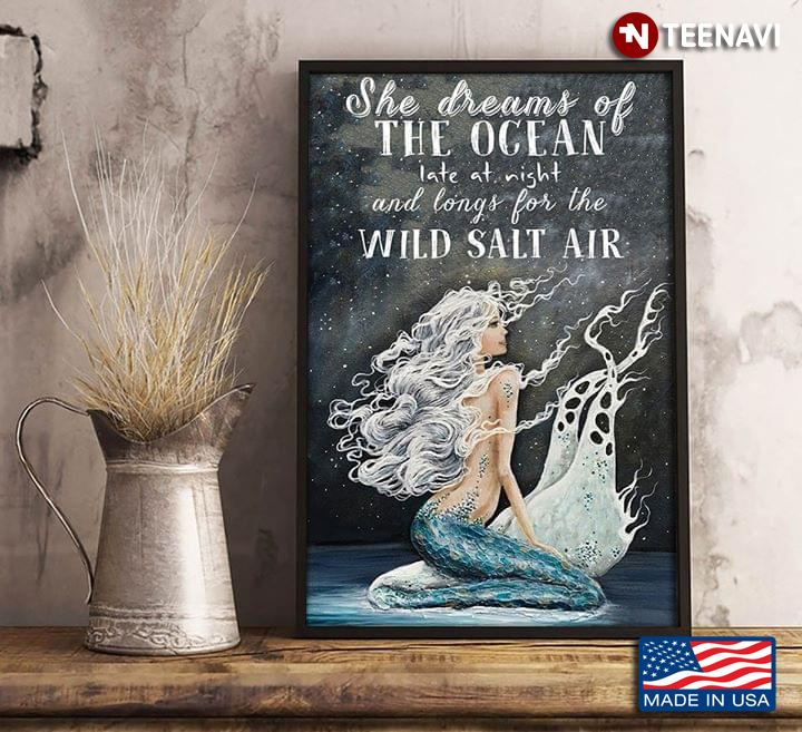 Vintage Mermaid Under Starry Night She Dreams Of The Ocean Late At Night And Longs For The Wild Salt Air