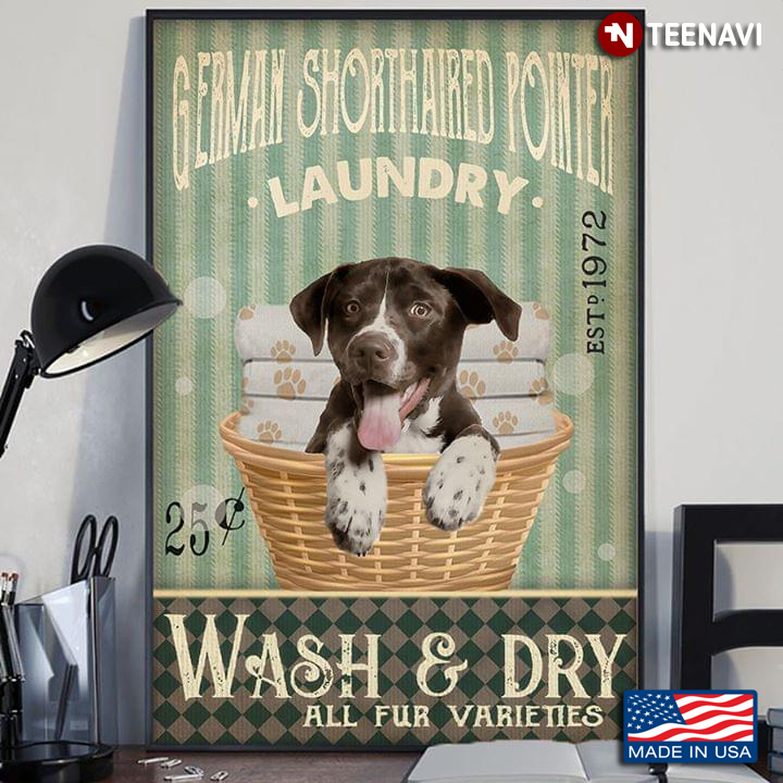 Vintage German Shorthaired Pointer Laundry Est.1972 Wash & Dry All Fur Varieties