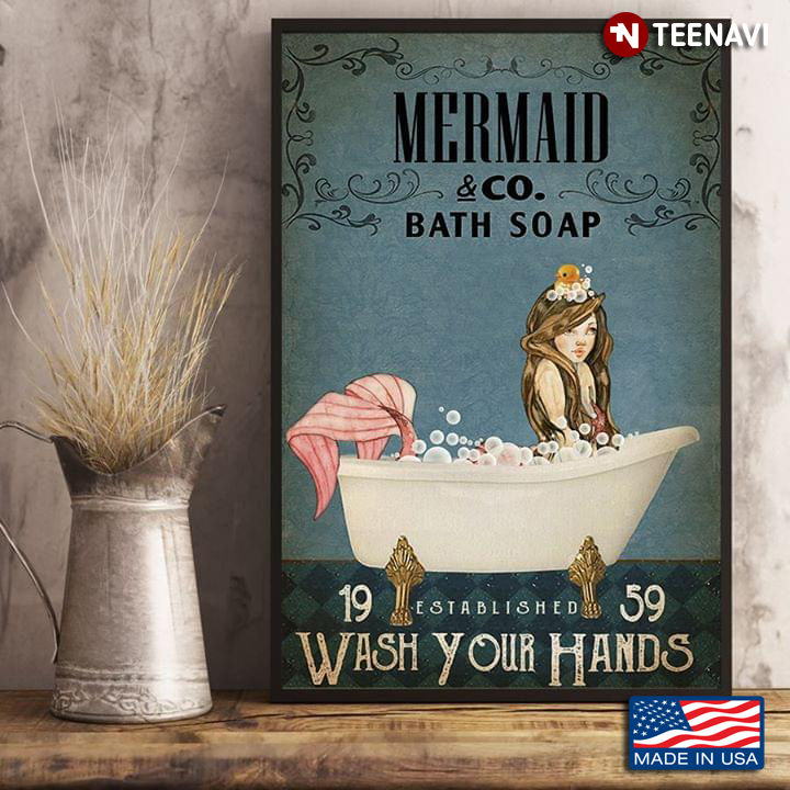 New Version Vintage Mermaid & Little Duck & Co. Bath Soap Established 1959 Wash Your Hands