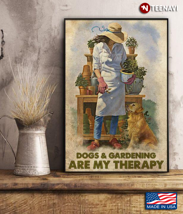 Vintage Girl Dogs And Gardening Are My Therapy