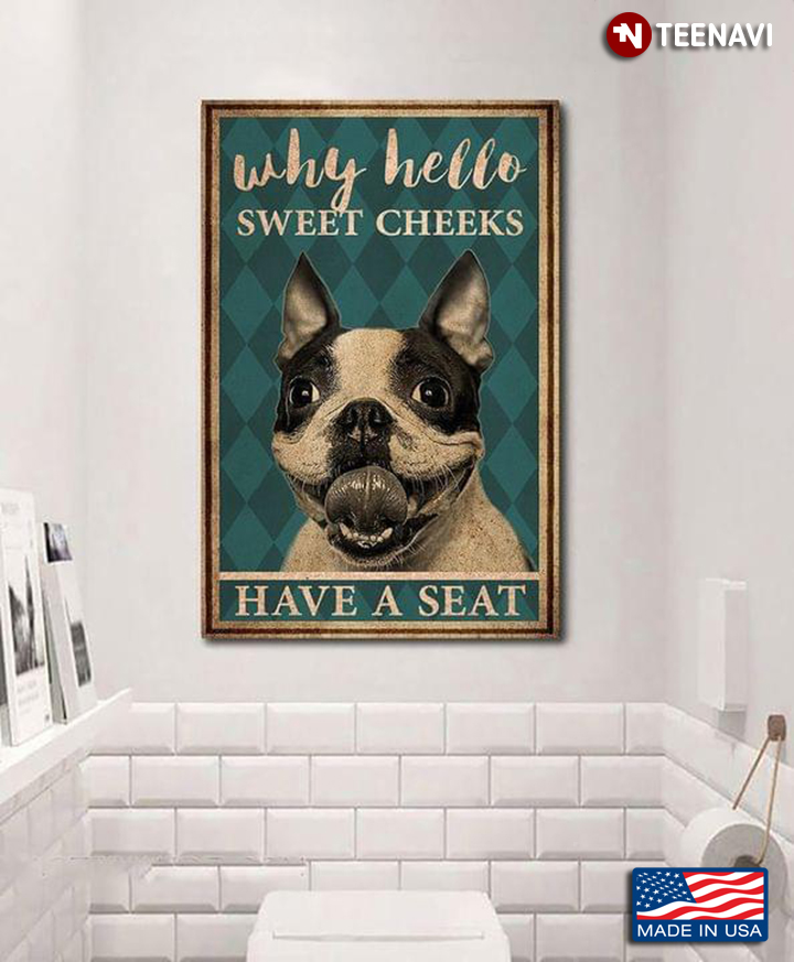 Vintage Boston Terrier Why Hello Sweet Cheeks Have A Seat