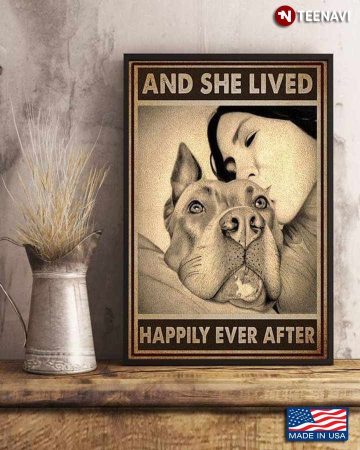 Vintage Girl Kissing Dog And She Lived Happily Ever After