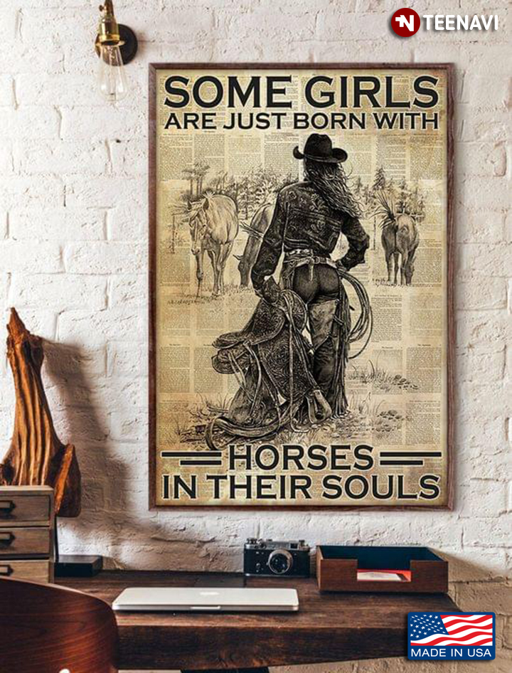 Vintage Book Page Theme Female Equestrian Some Girls Are Just Born With Horses In Their Souls