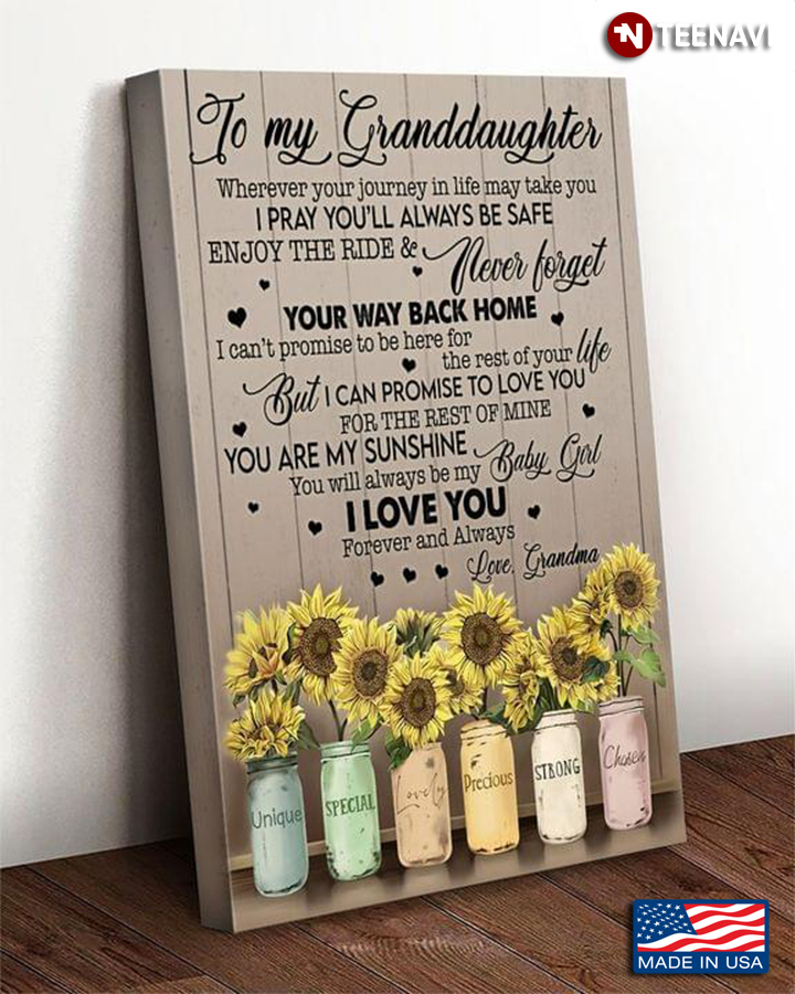 Vintage Sunflowers In Vases To My Granddaughter Wherever Your Journey In Life May Take You